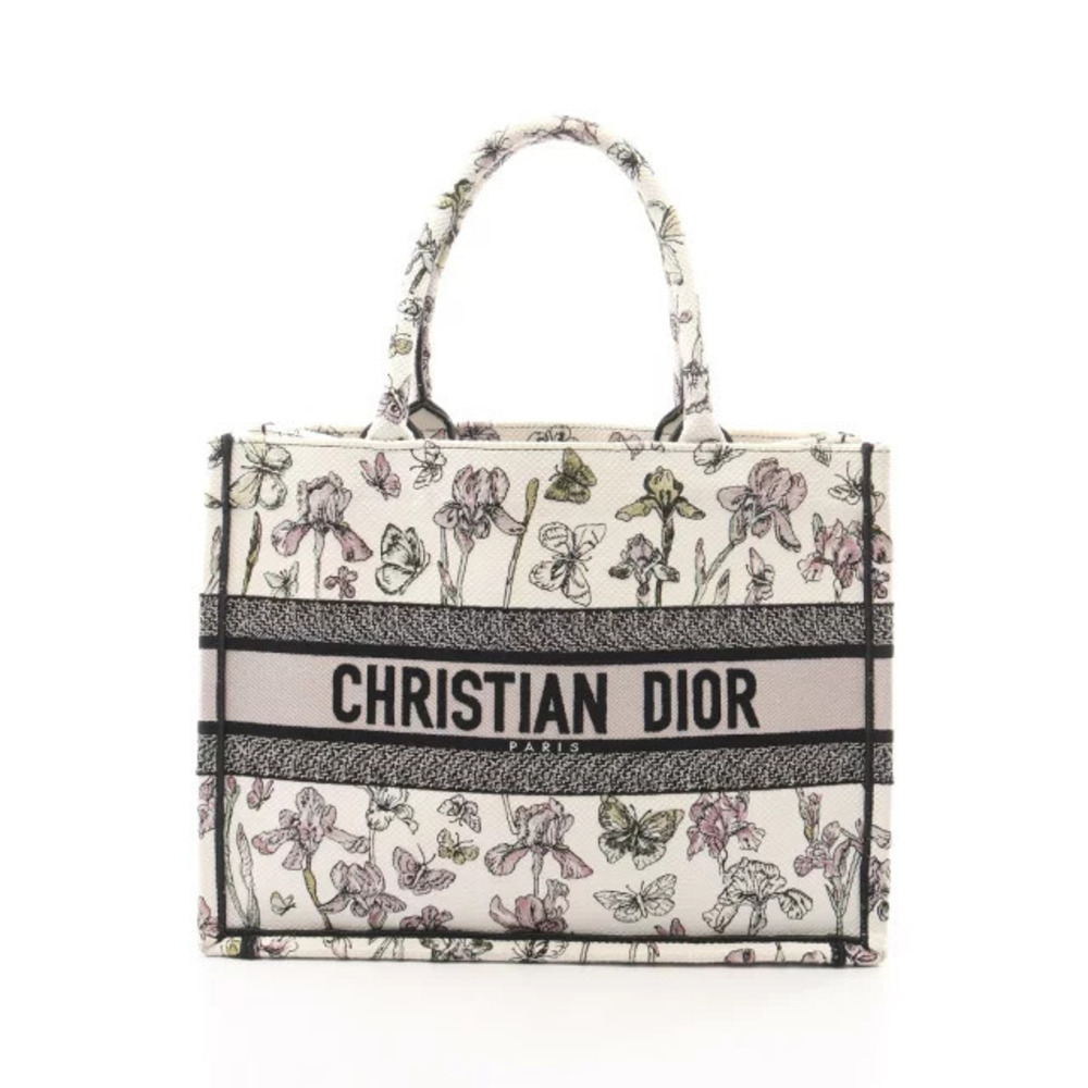 Christian Dior Book Tote Bag Canvas Multicolor Black White